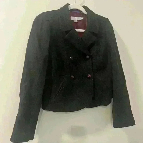 Boden Blazer Jacket Charcoal Gray Wool Short Double Breasted Size 6 US - Picture 2 of 12